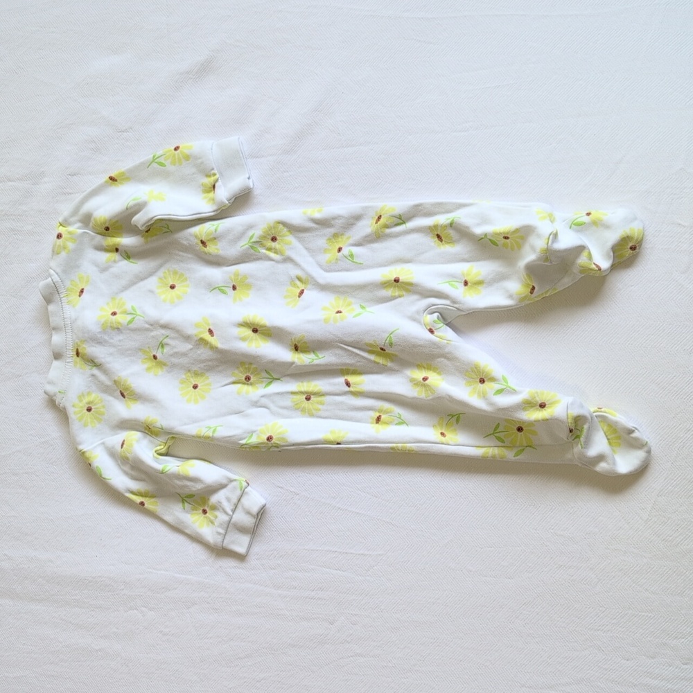 george floral white cotton 2-way zipper footie sleeper pajamas 0-3 months baby - Picture 5 of 5